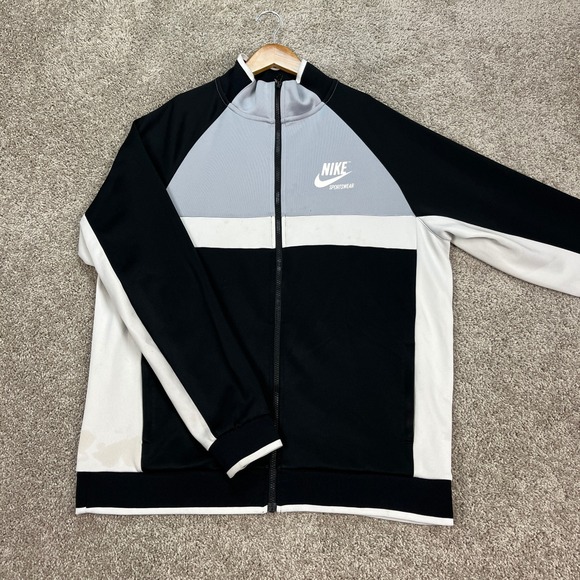 Nike Other - Nike Jacket Mens XL Black Gray White Colorblock Full Zip Track Sportswear STAIN
